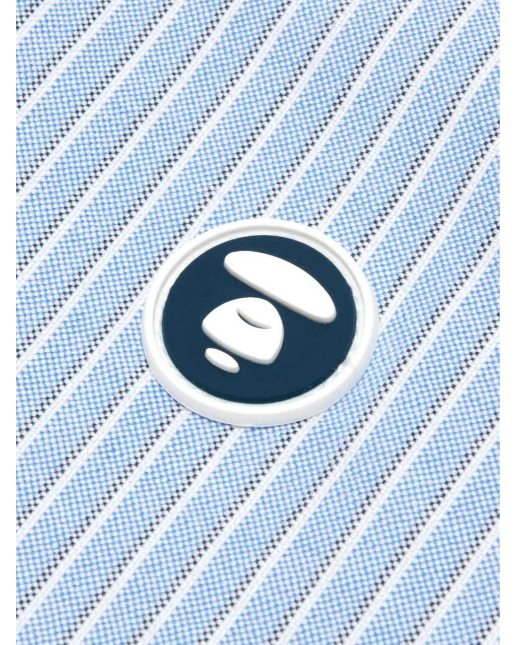 Aape By A Bathing Ape Blue Embroidered Striped Shirt for men