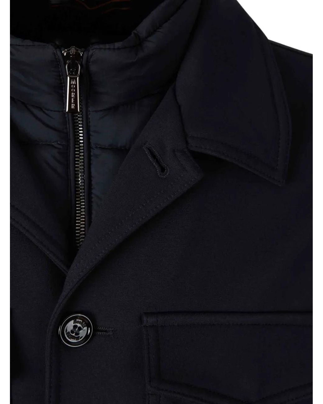 Moorer Blue Quilted-Insert Button-Up Jacket for men
