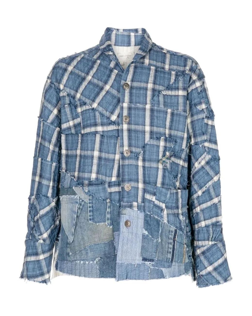 Greg Lauren Kariertes Hemd Im Patchwork-Look in Blue für Herren
