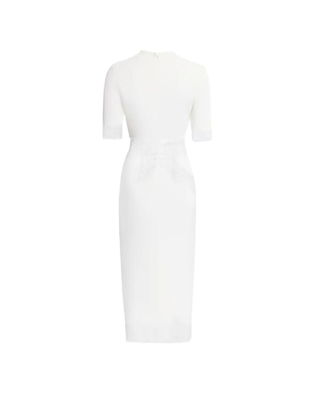 Elie Saab White Lace-Panelled Cady Midi Dress