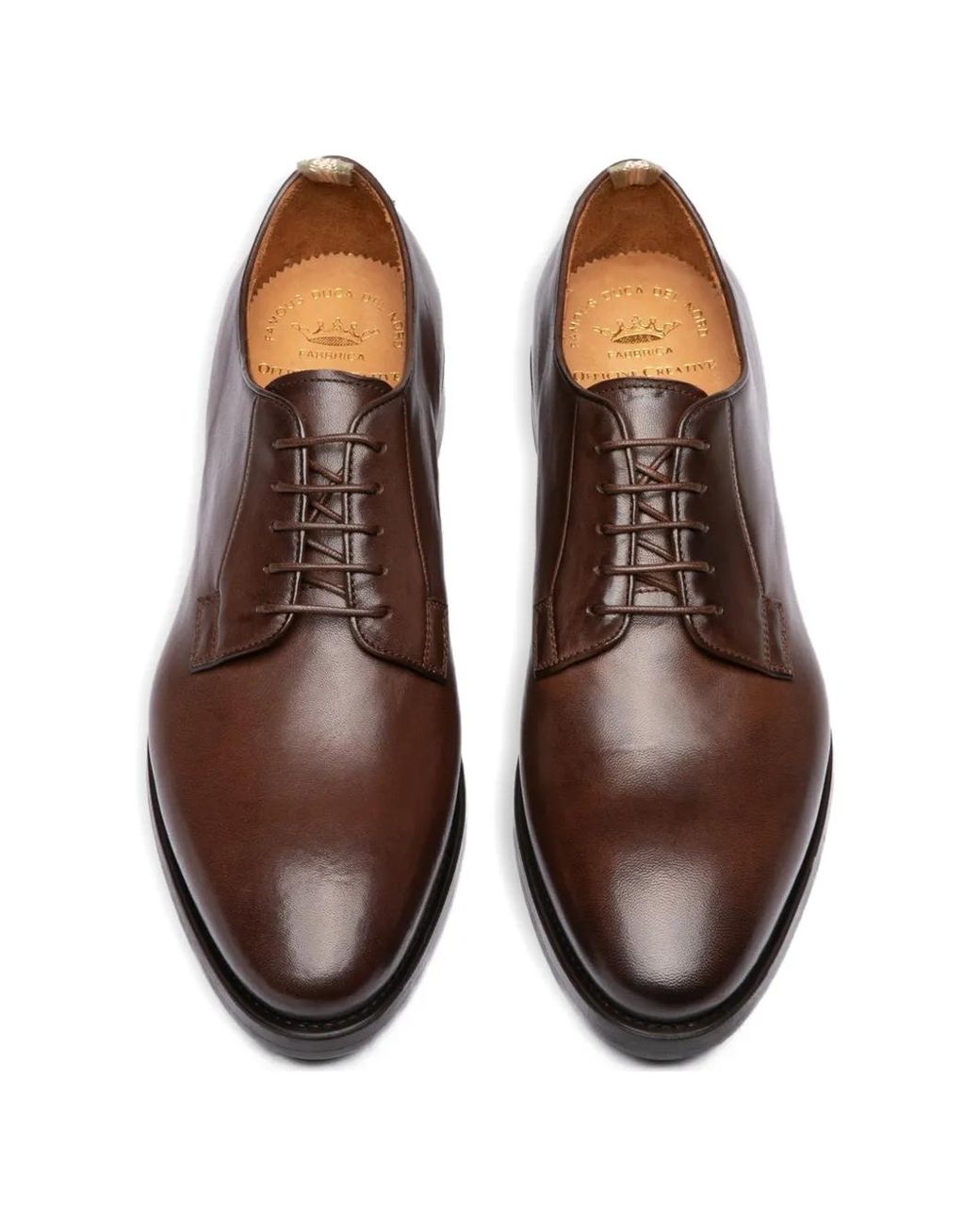 Officine Creative Brown Leather Derby Shoes for men