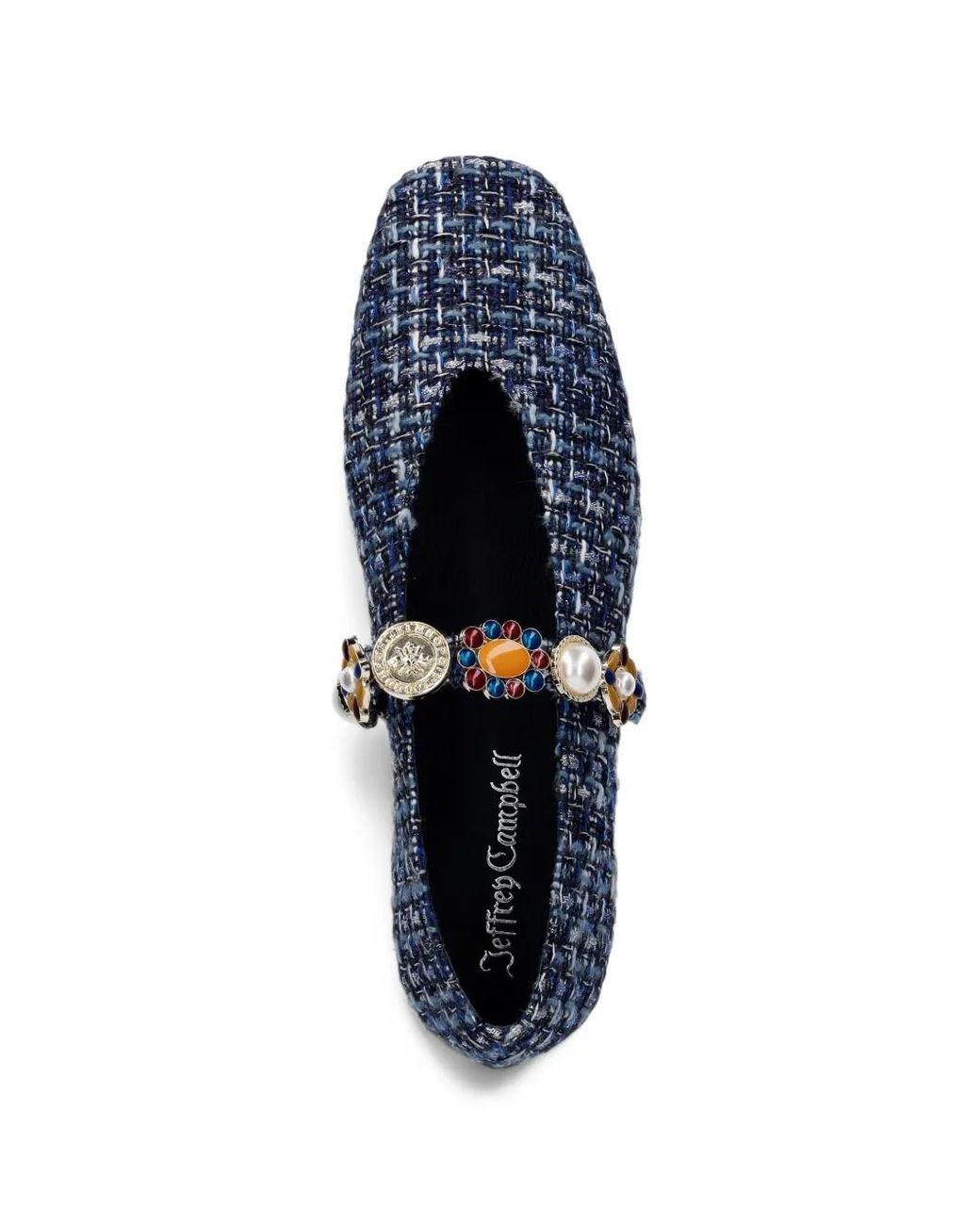 Jeffrey Campbell Blue Amarissa-2 Embellished Tweed Ballet Flats
