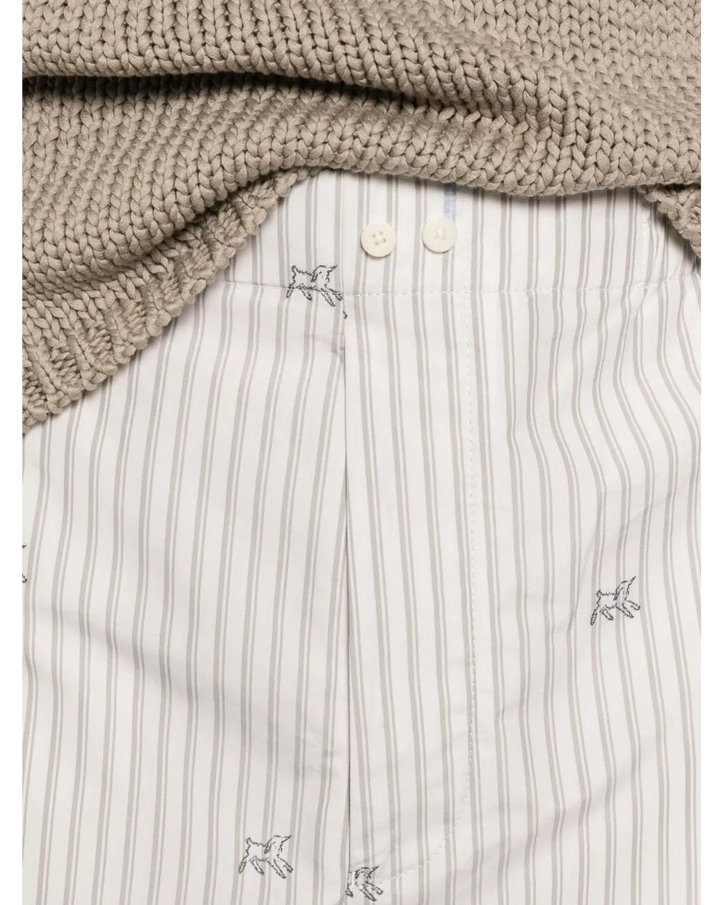 Jacquemus White Pantalon À Rayures Brodé