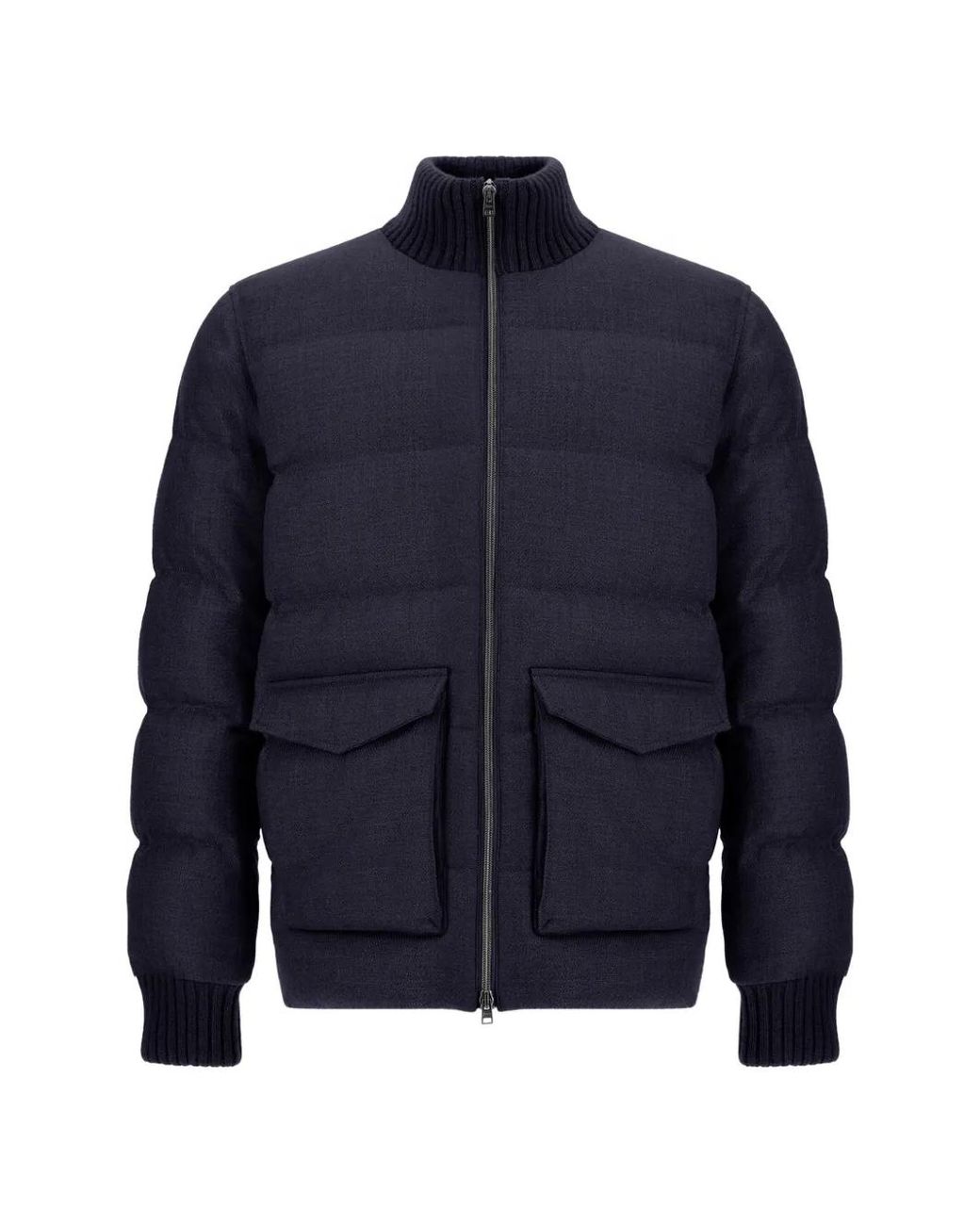 Herno Blue Quilted Tweed Jacket for men