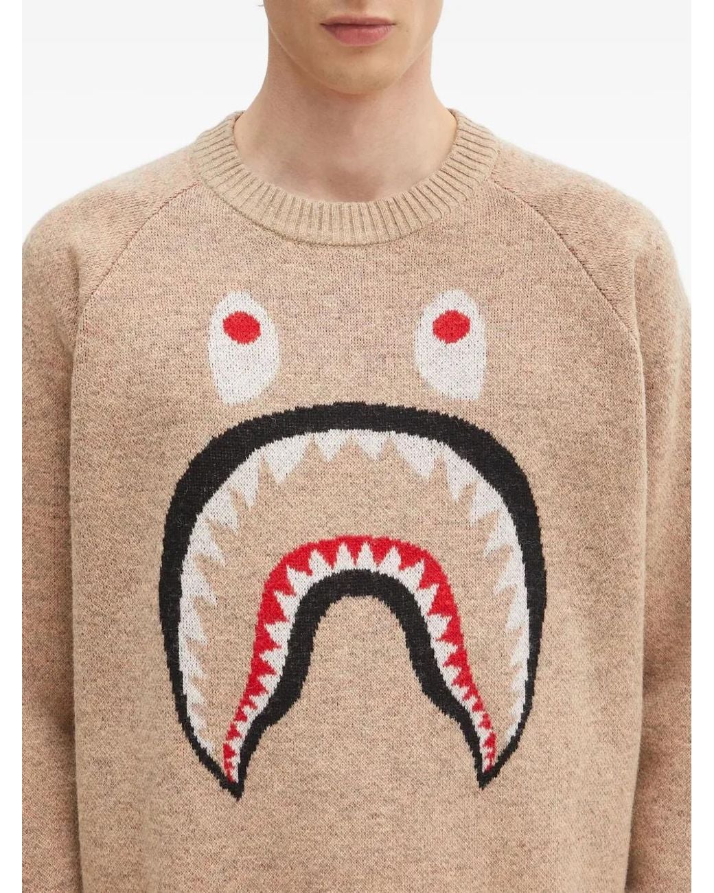 A Bathing Ape Natural Shark-Head Intarsia Sweater for men