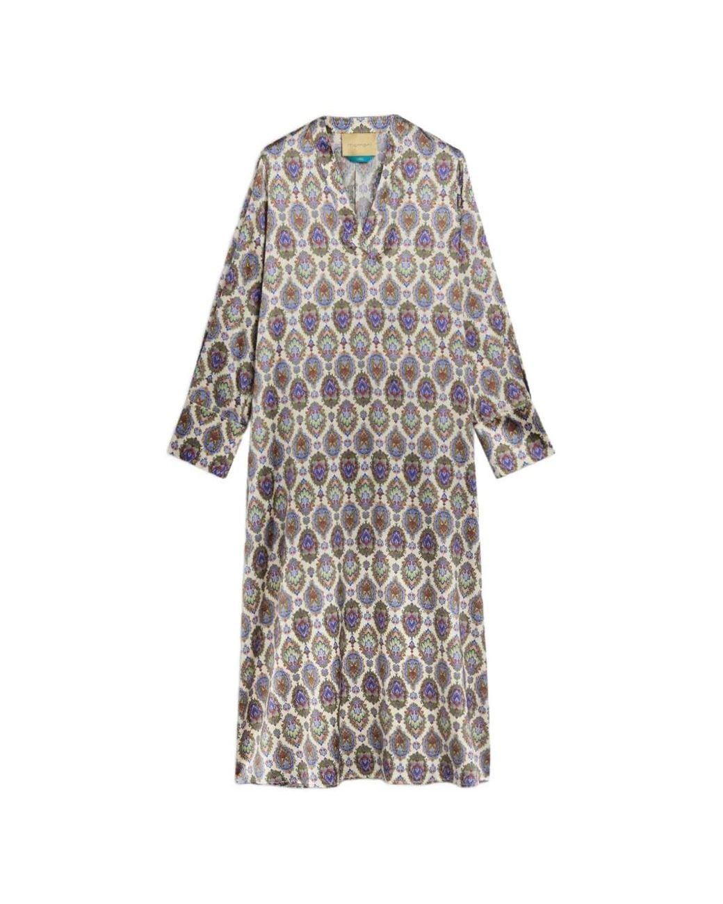 Momoní White Amara Printed Satin Midi Dress
