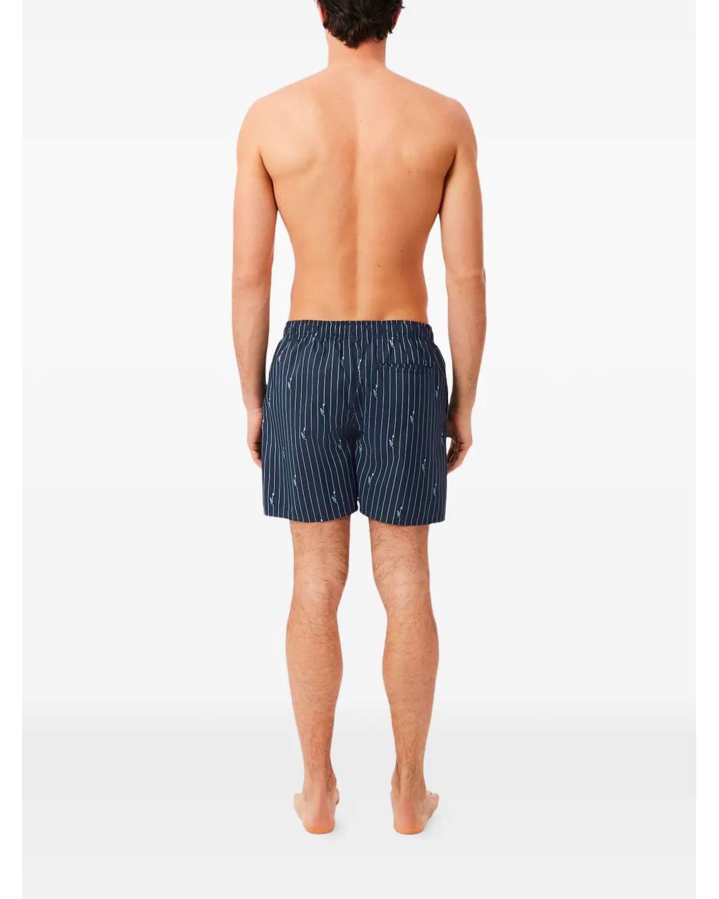 Lacoste Blue Pinstripe-Pattern Swim Shorts for men