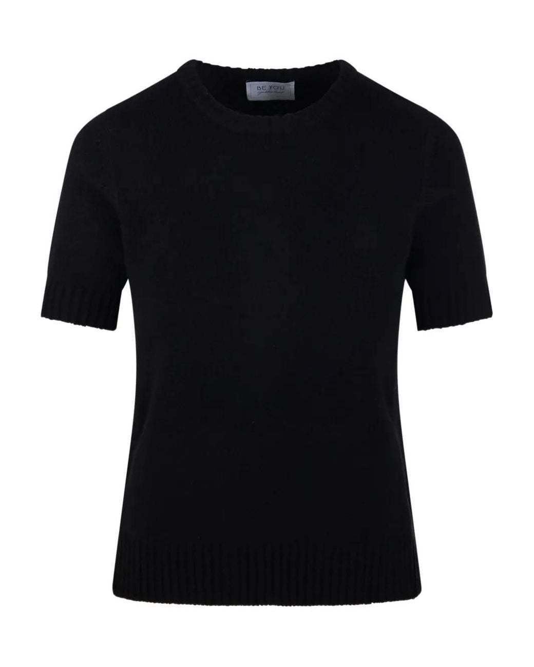 Be You Black Short-Sleeve Round-Neck Jumper