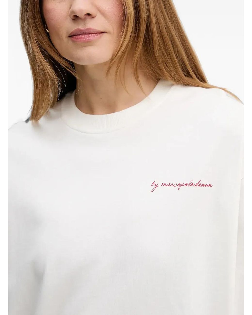 Marc O' Polo White Sweat À Logo Brodé Et Imprimé Ananas
