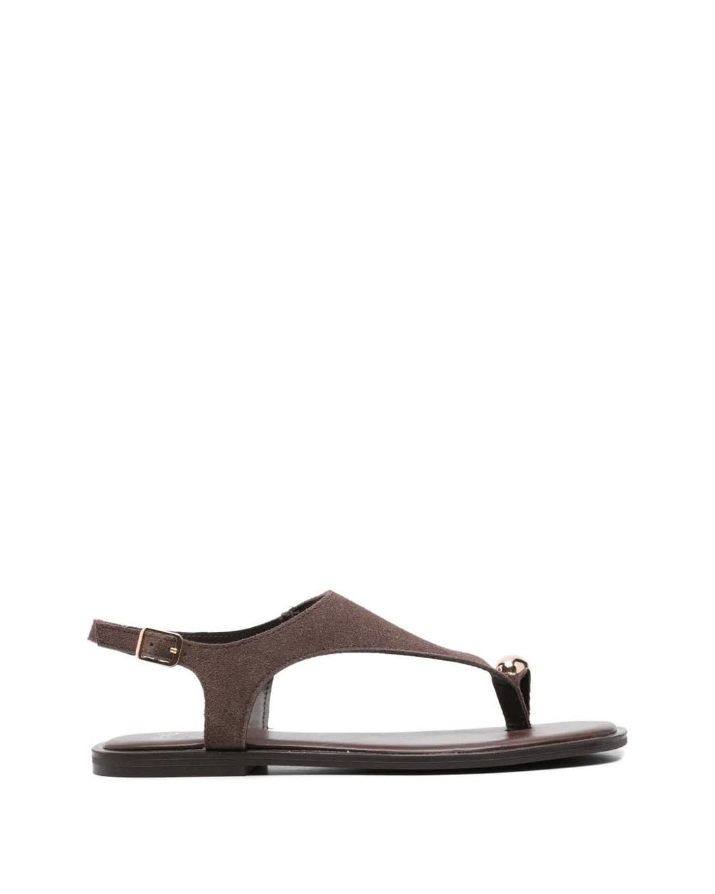 Exe' Brown Buckle-Fastening Thong Sandals