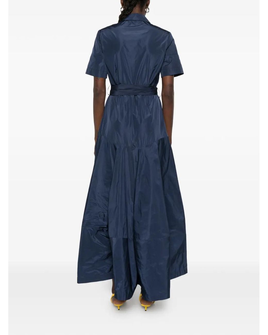 P.A.R.O.S.H. Blue Robe Longue À Détail Noué