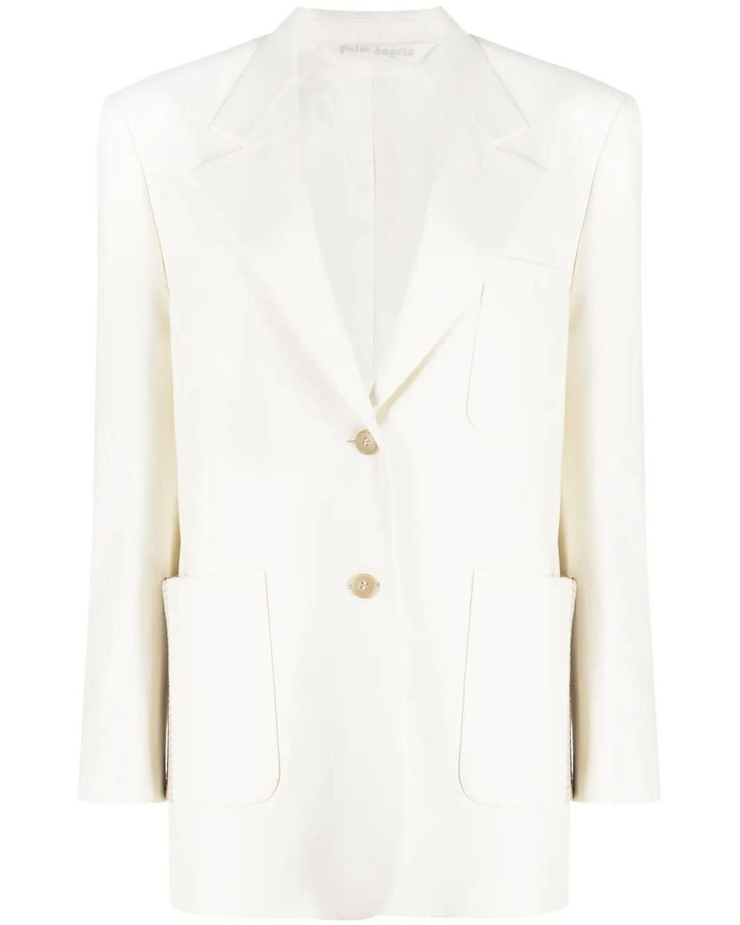Palm Angels White Knitted Tape-Detail Blazer