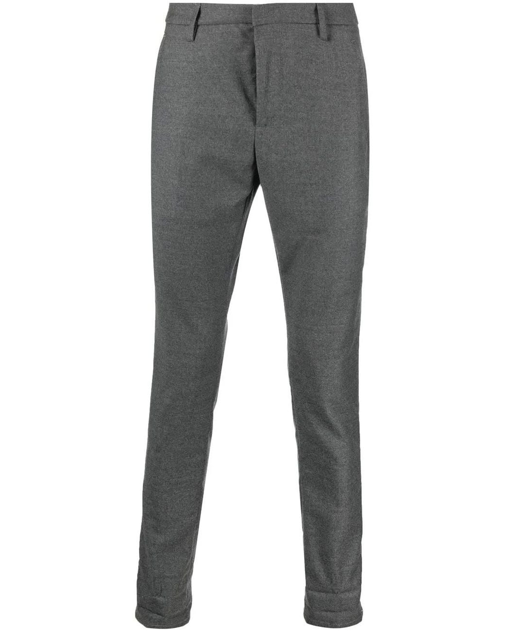 Dondup Gray Virgin-Wool Tapered Trousers for men