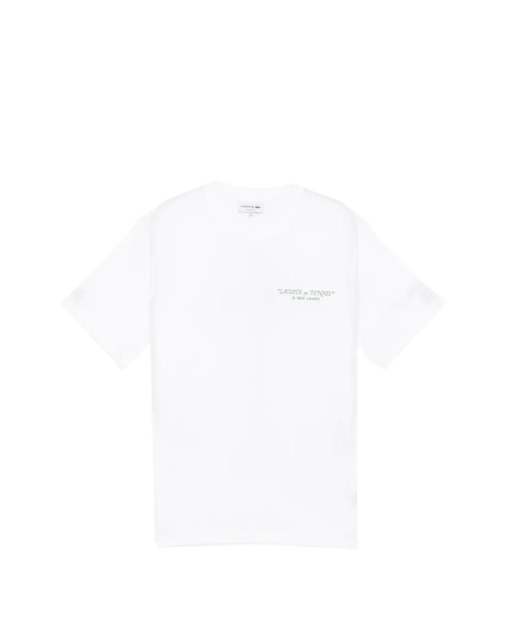 Lacoste White Embroidered Cotton T-Shirt for men