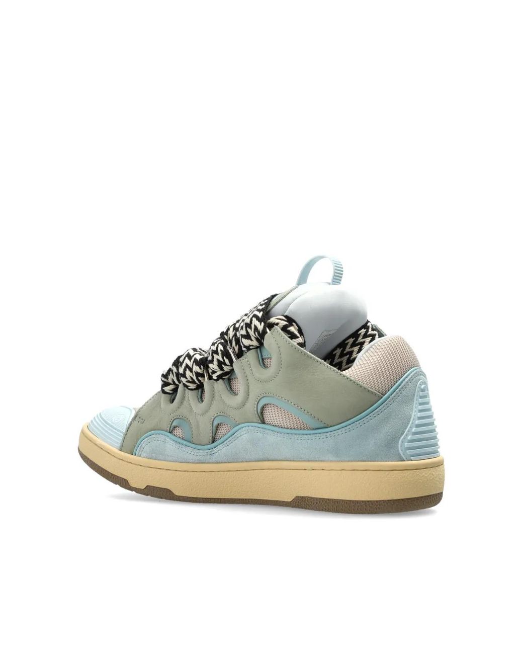 Lanvin White Low-Top Sneakers With Mesh Cutouts And Zigzag Laces