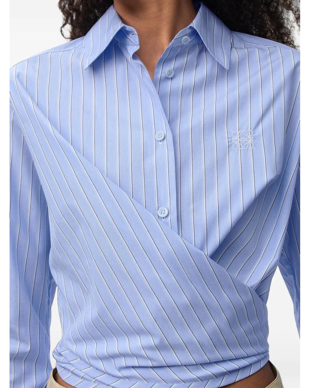 Loewe Blue Chemise Rayée À Taille Nouée