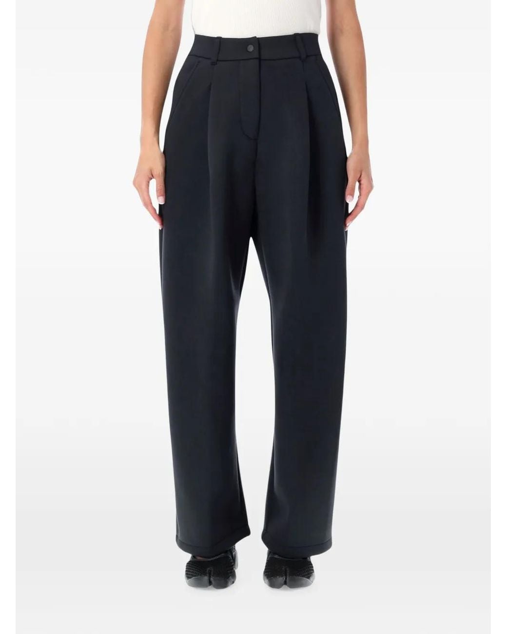 Nike Blue Pleated Straight-Leg Trousers