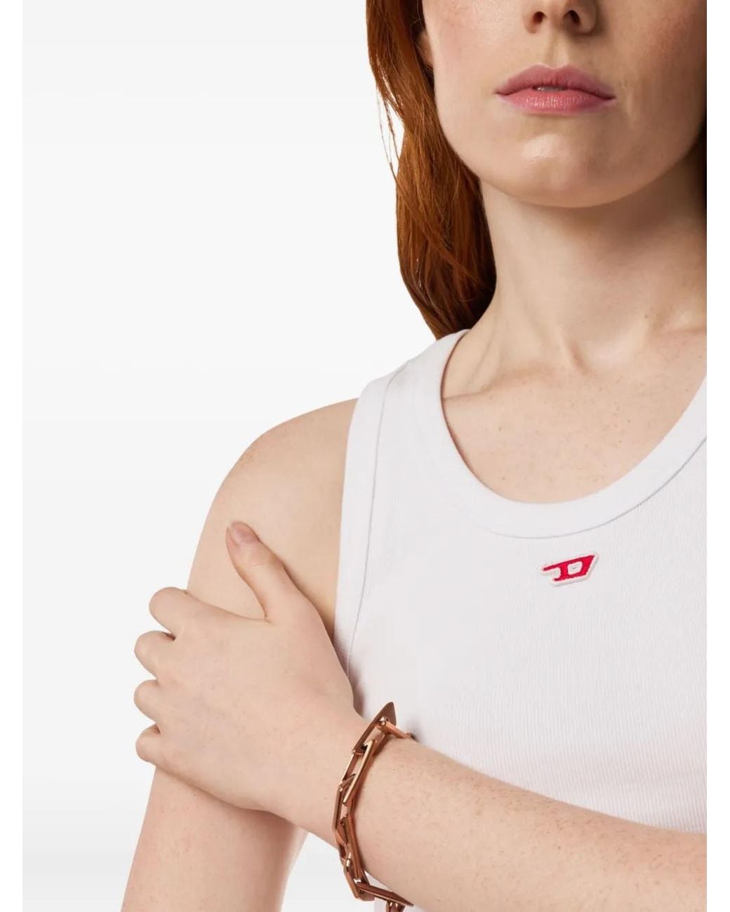 DIESEL White Barbed Interlocking Chain Bracelet