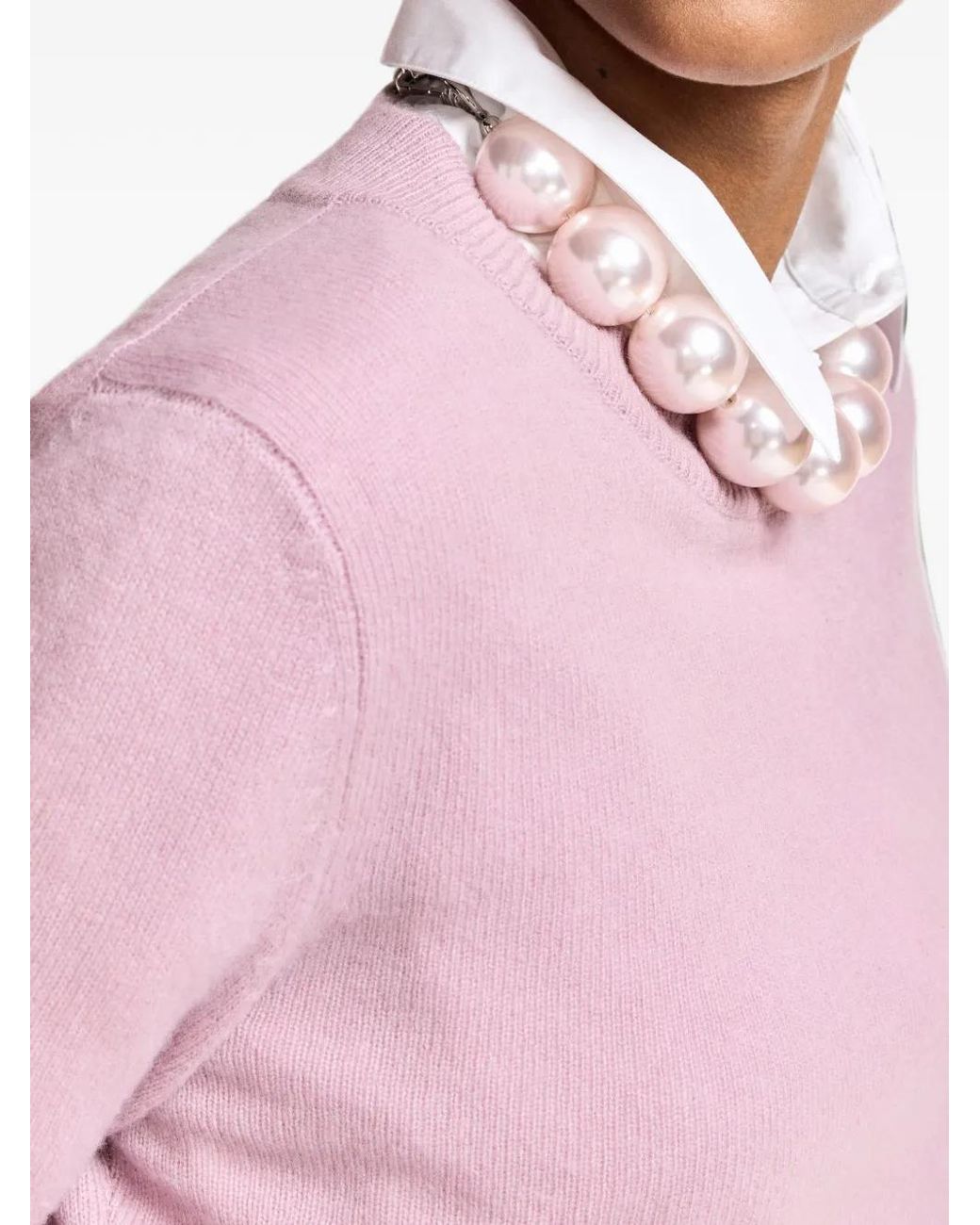 Essentiel Antwerp Pink Kash Ribbed-Trim Sweater