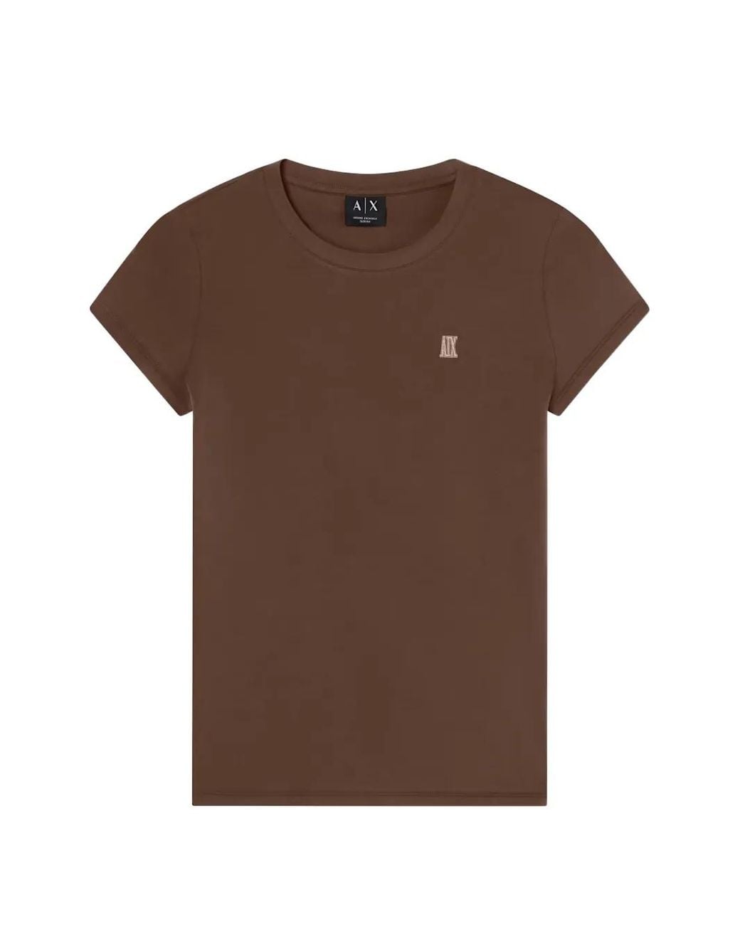 ARMANI EXCHANGE Brown Logo-Plaque T-Shirt