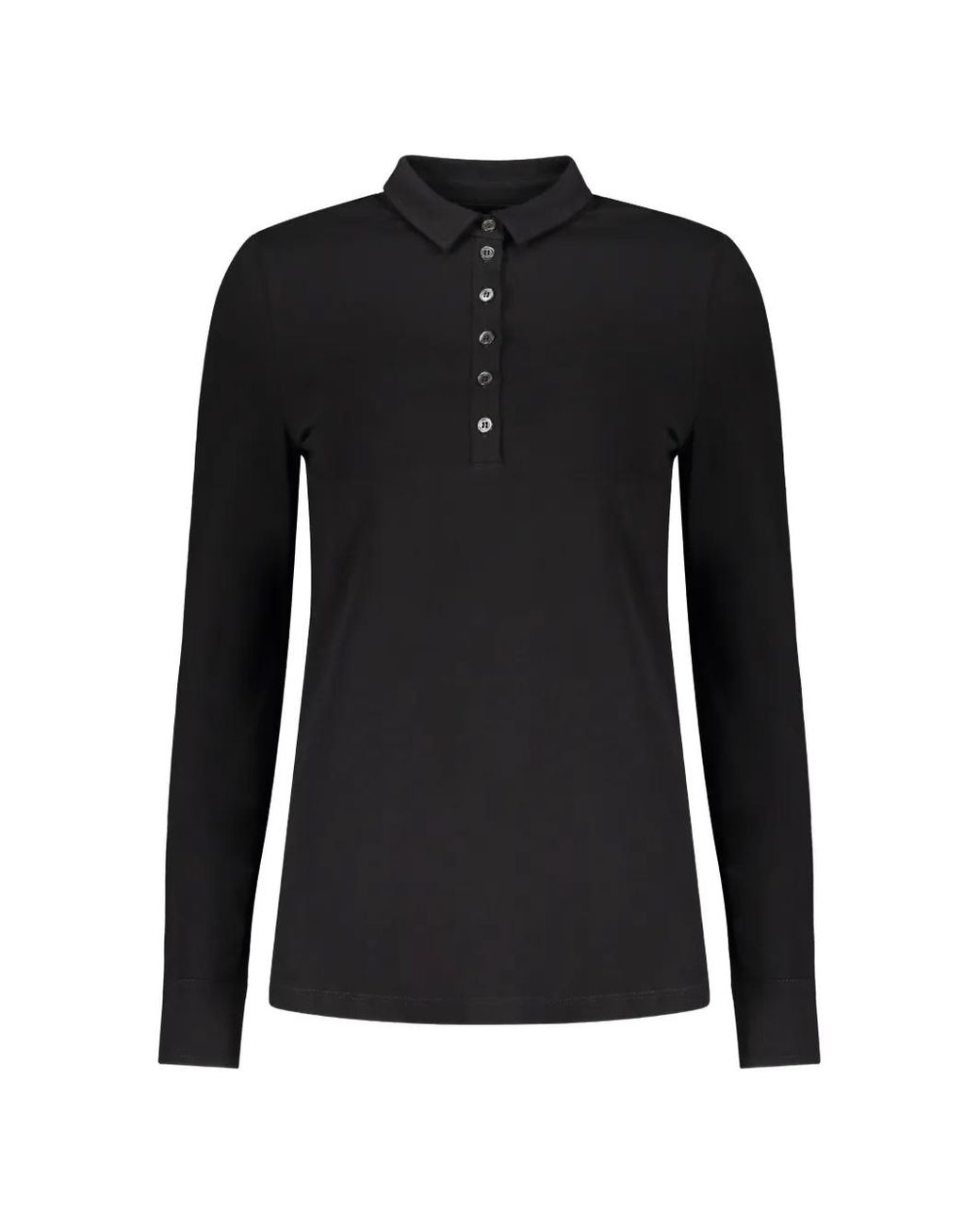 Moorer Black Long-Sleeve Polo Top