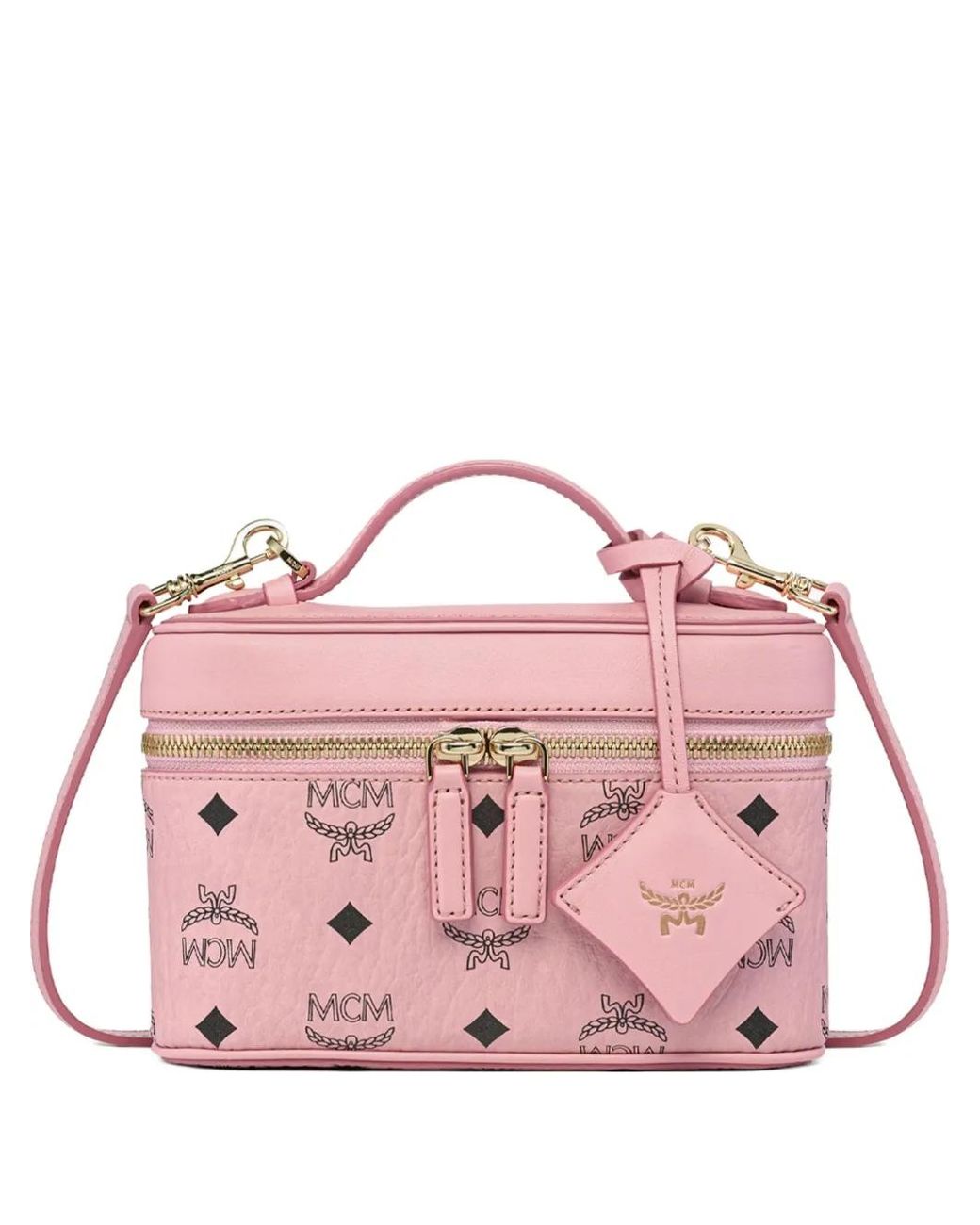MCM Pink Aren Visetos Vanity Tote Bag
