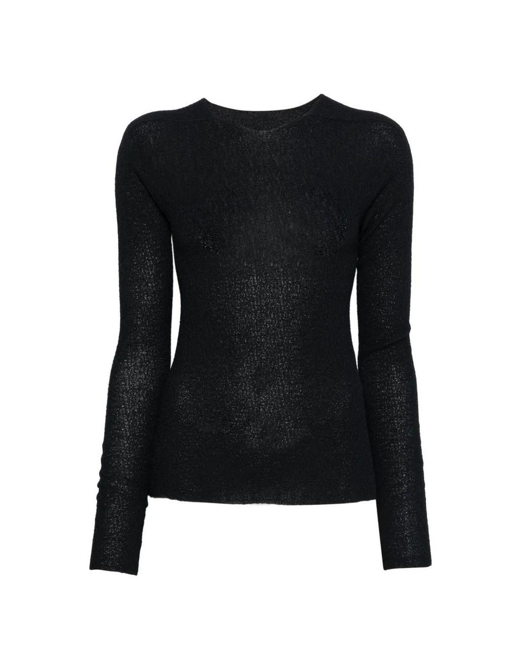 Issey Miyake Black Round-Neck Long-Sleeve Top