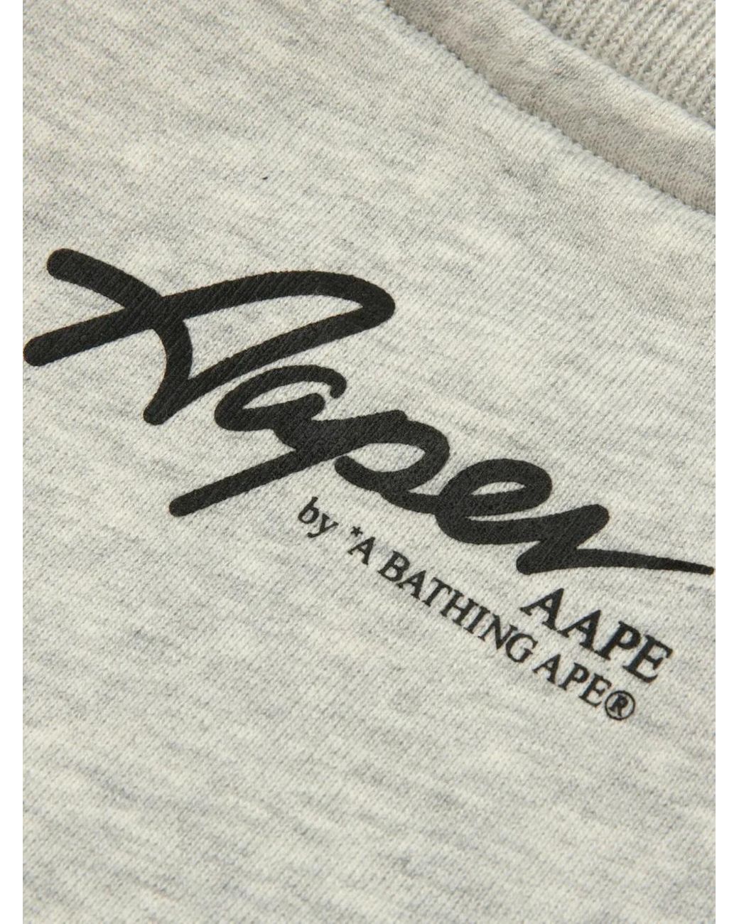 Aape By A Bathing Ape Gray Embroidered-Monkey Buttoned Cardigan for men