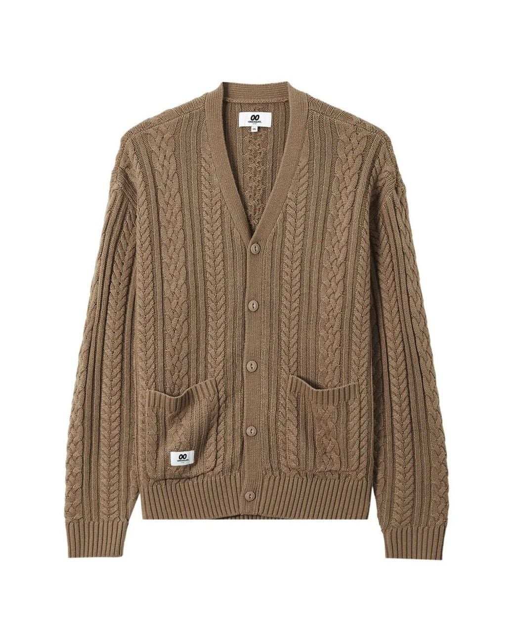 Chocoolate Brown Cable-Knit Cardigan for men