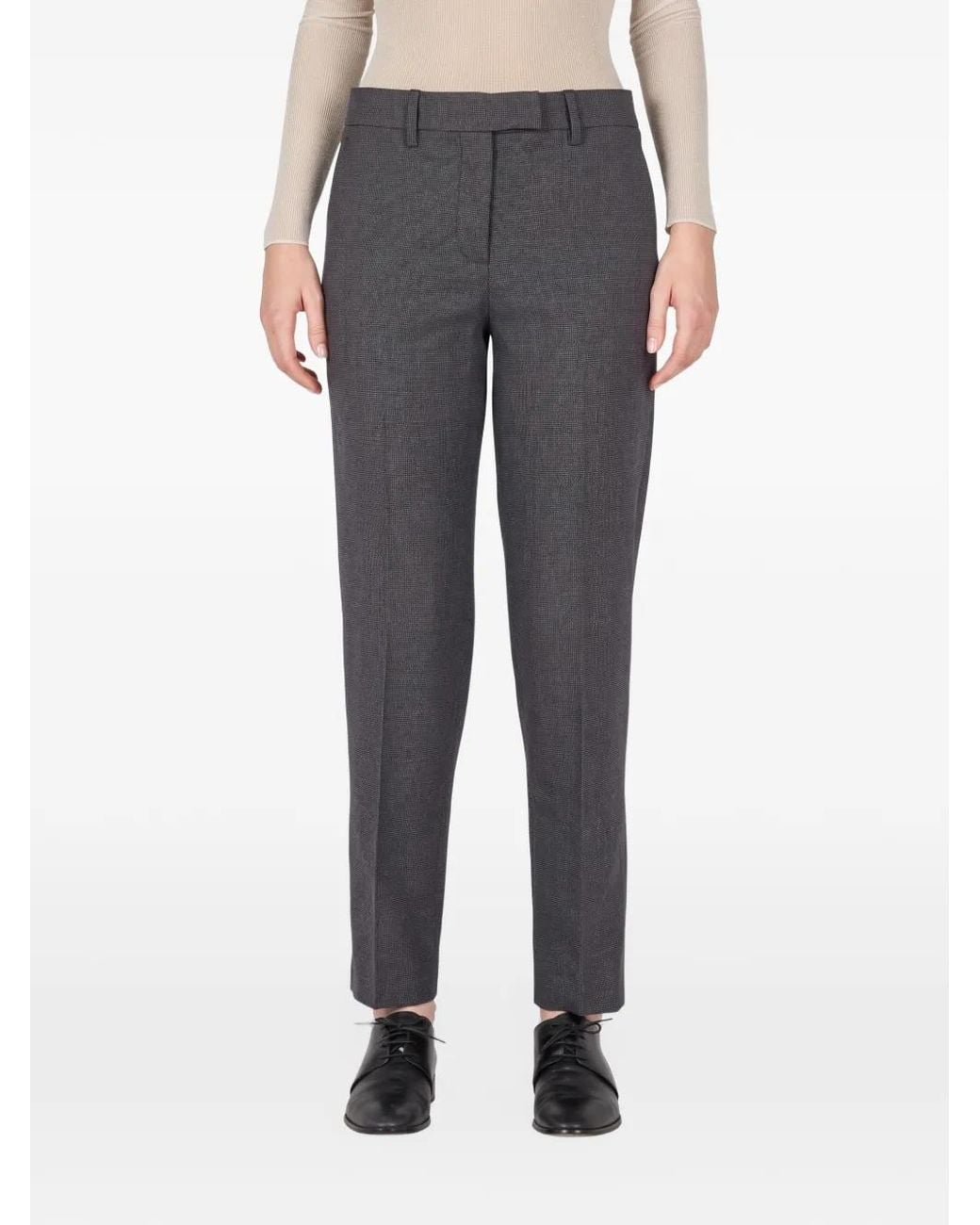 True Royal Gray Houndstooth-Pattern Tailored Trousers