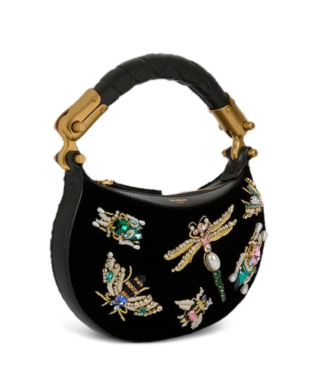 Balmain Black Mini Ebene Insect Bag
