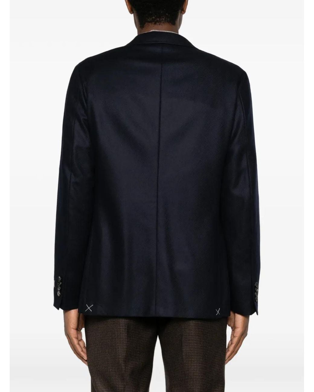 Canali Blue Double-Breasted Wool Jacket for men