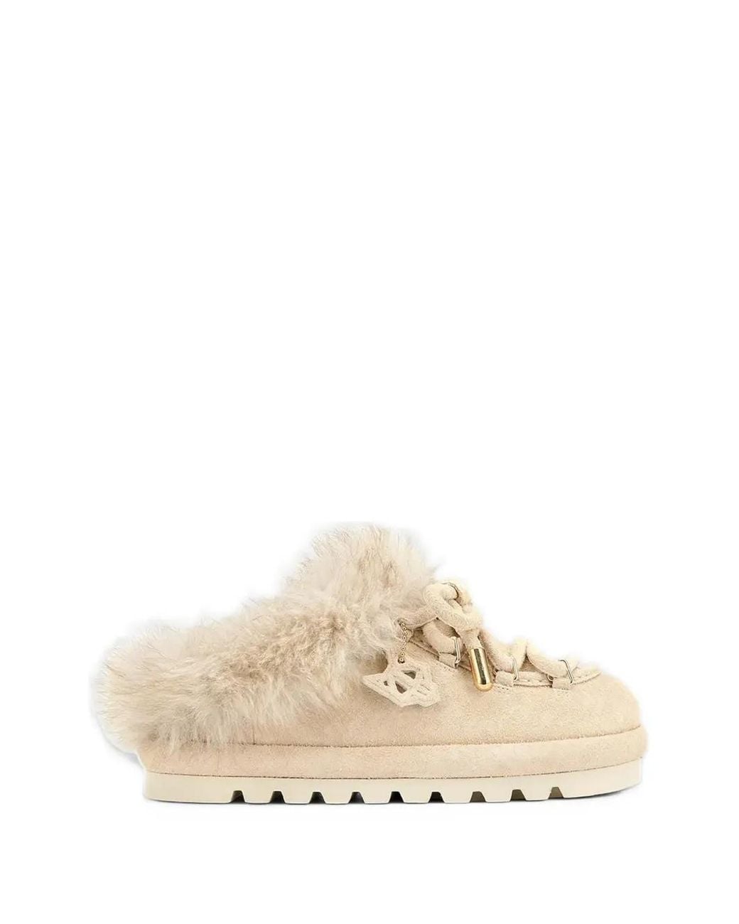 Naked Wolfe Natural Harlow Faux-Fur Suede Slippers