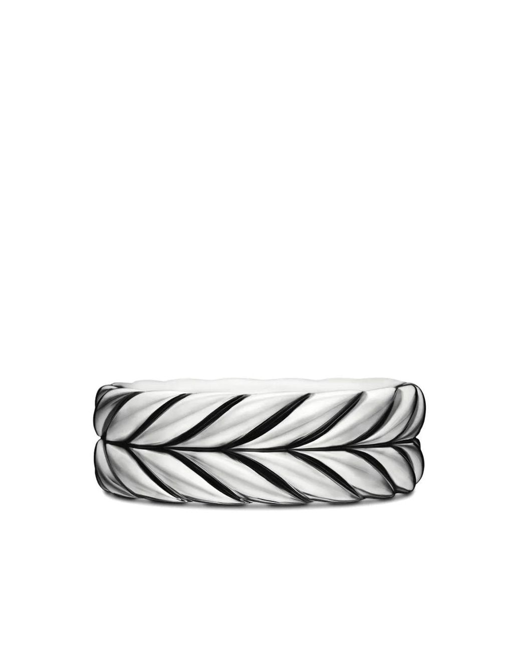 David Yurman White Sterling Chevron Band Ring (8.5Mm) for men