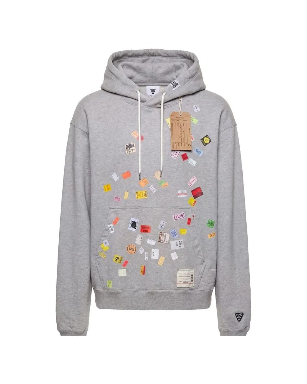 Maison Mihara Yasuhiro Gray Price Tag Sticker Printed Hoodie for men