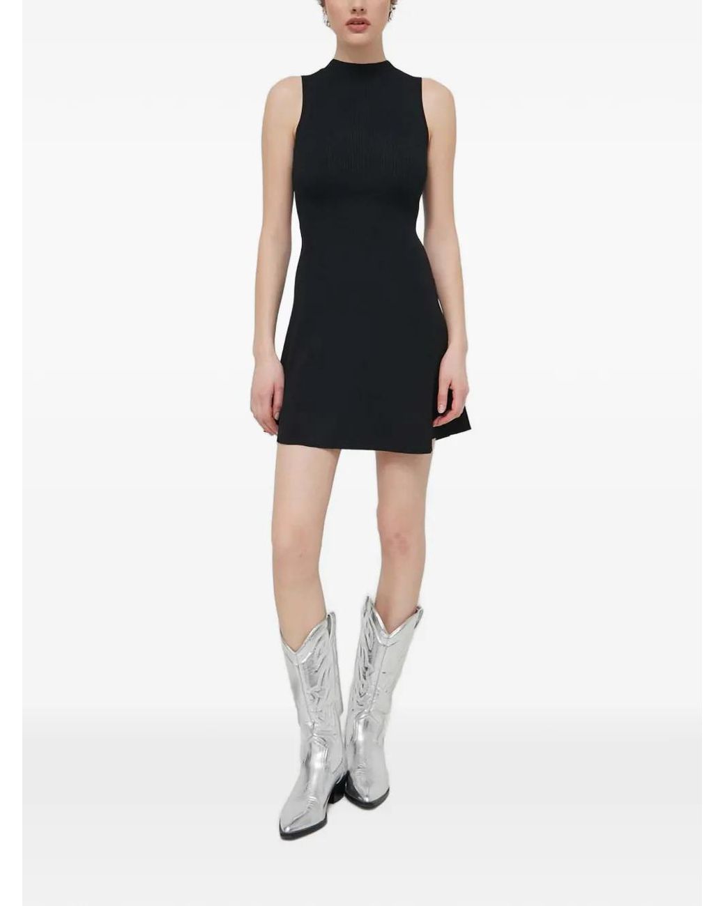 Desigual Black Ribbed-Knit Sleeveless Dress