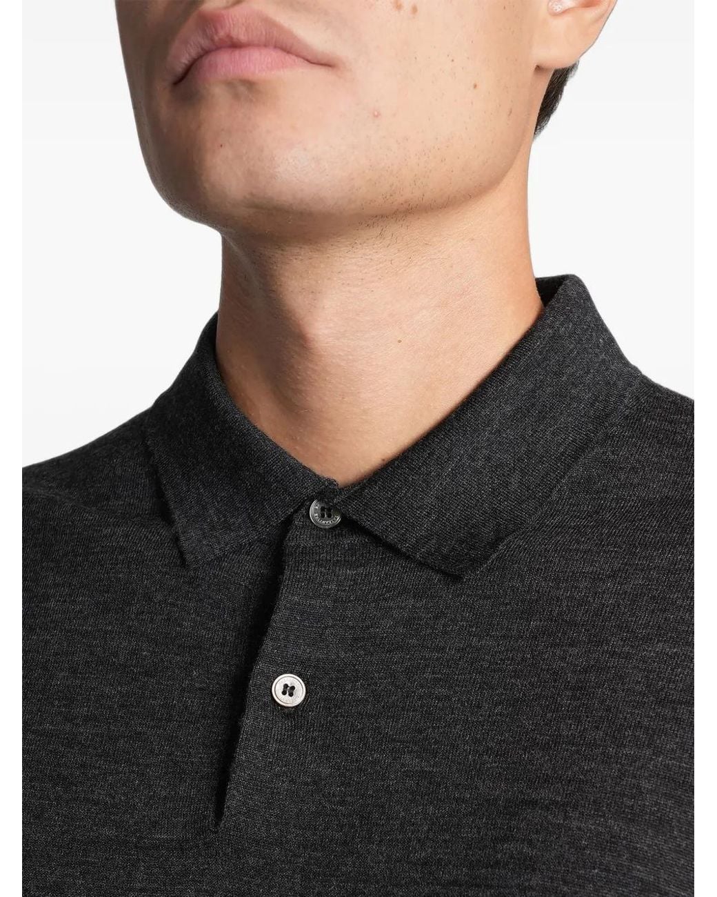 Ballantyne Black Long-Sleeve Polo Shirt for men