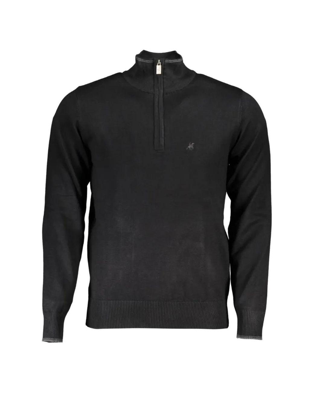 U.S. Grand Black Logo-Embroidered Half-Zip Sweater for men
