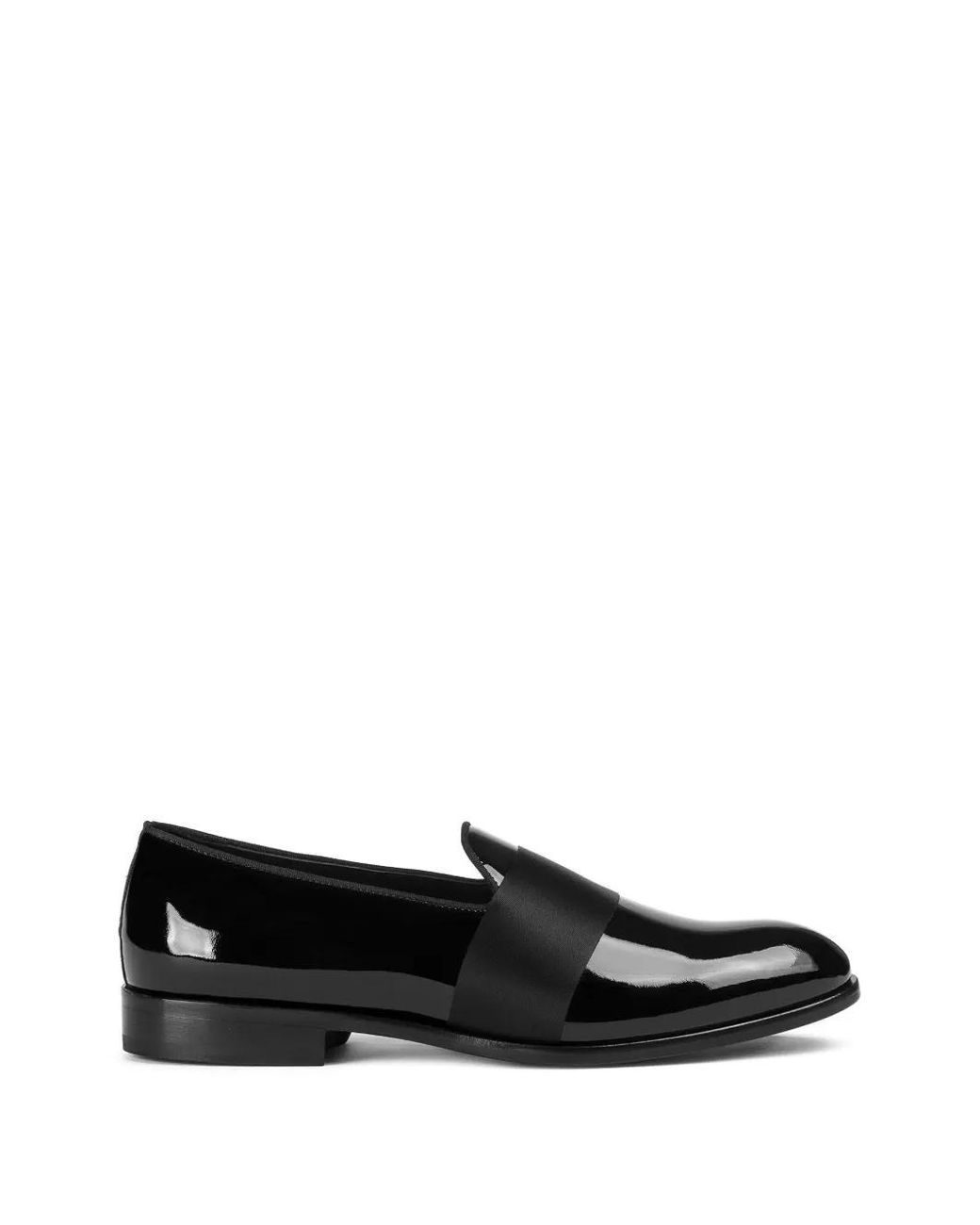 Doucal's Black Patent-Leather Band Slipper Loafers for men