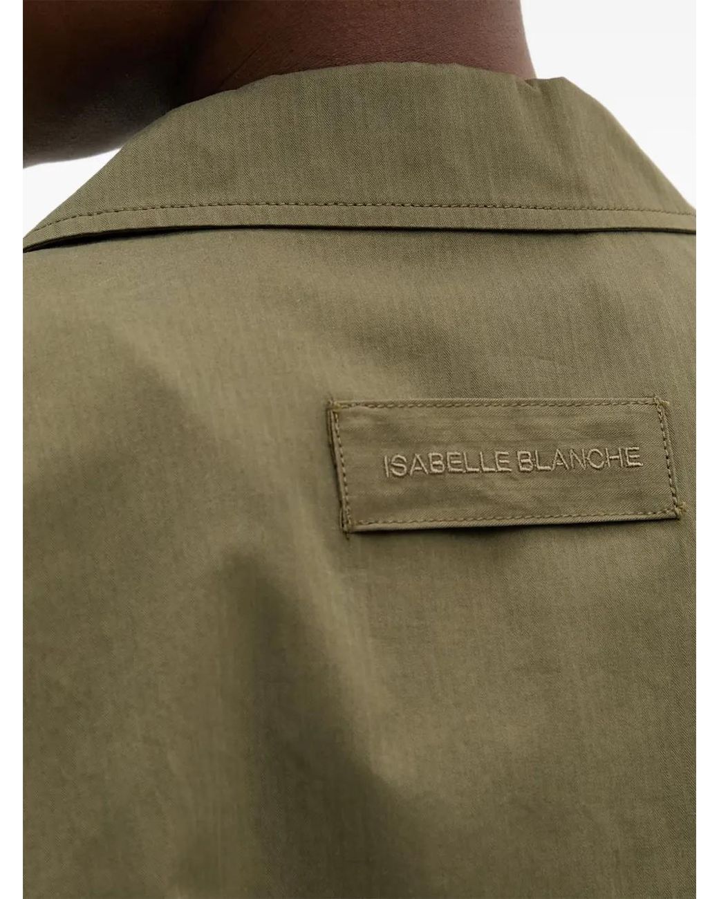 Isabelle Blanche Green Zip-Up Pocket-Detail Jacket