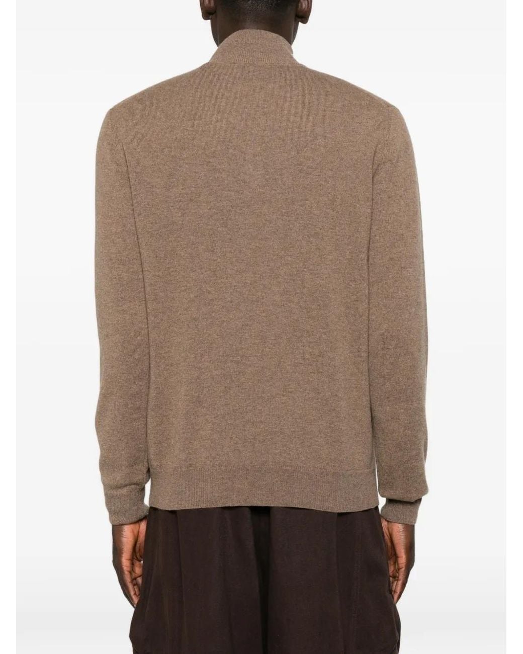 Gant Brown Quarter-Zip Wool Sweater for men