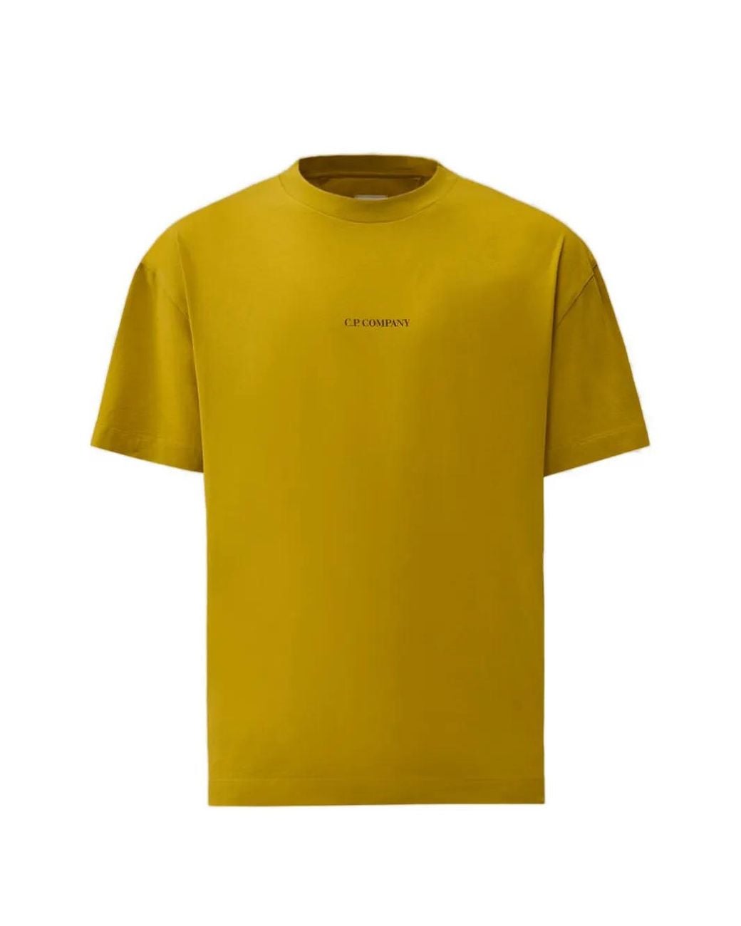 C P Company Yellow 30/1 Jersey Short-Sleeve Logo T-Shirt for men