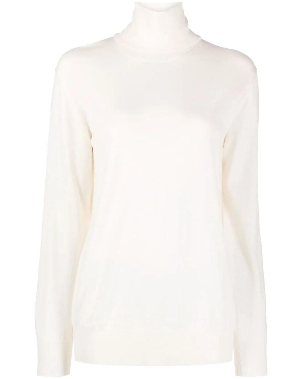 Jil Sander White Roll-Neck Wool Jumper