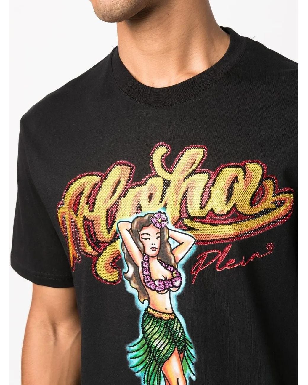 Philipp Plein Black Hawaii Embellished Short-Sleeve T-Shirt for men