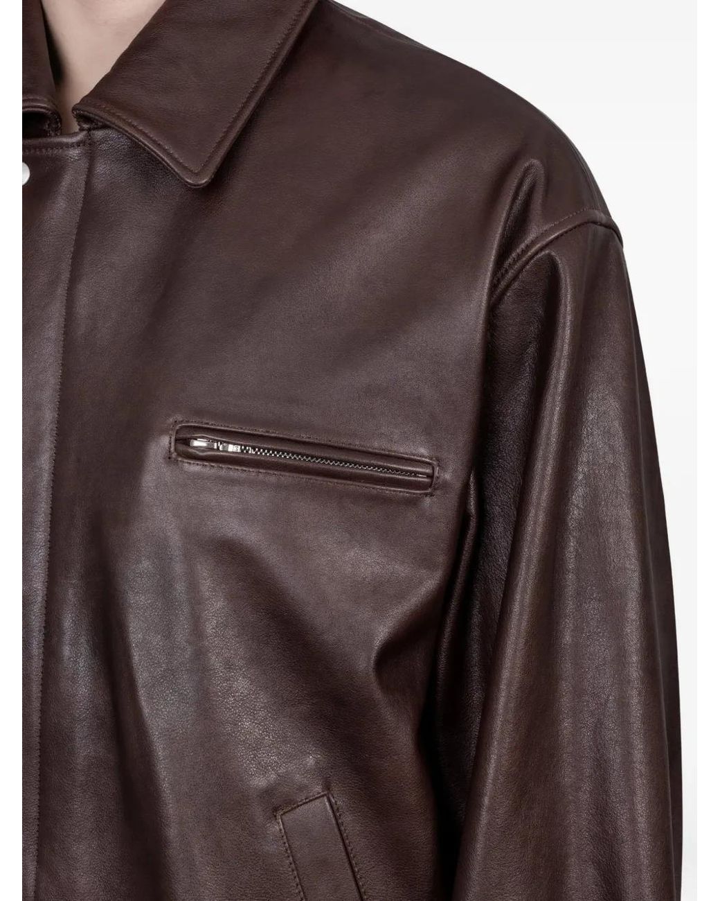 stein Brown Zip-Up Leather Jacket for men