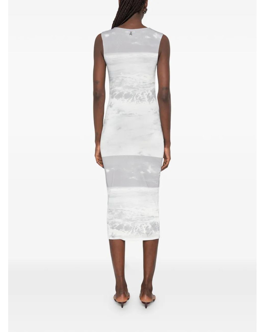 Patrizia Pepe White Midi Wave-Print Dress
