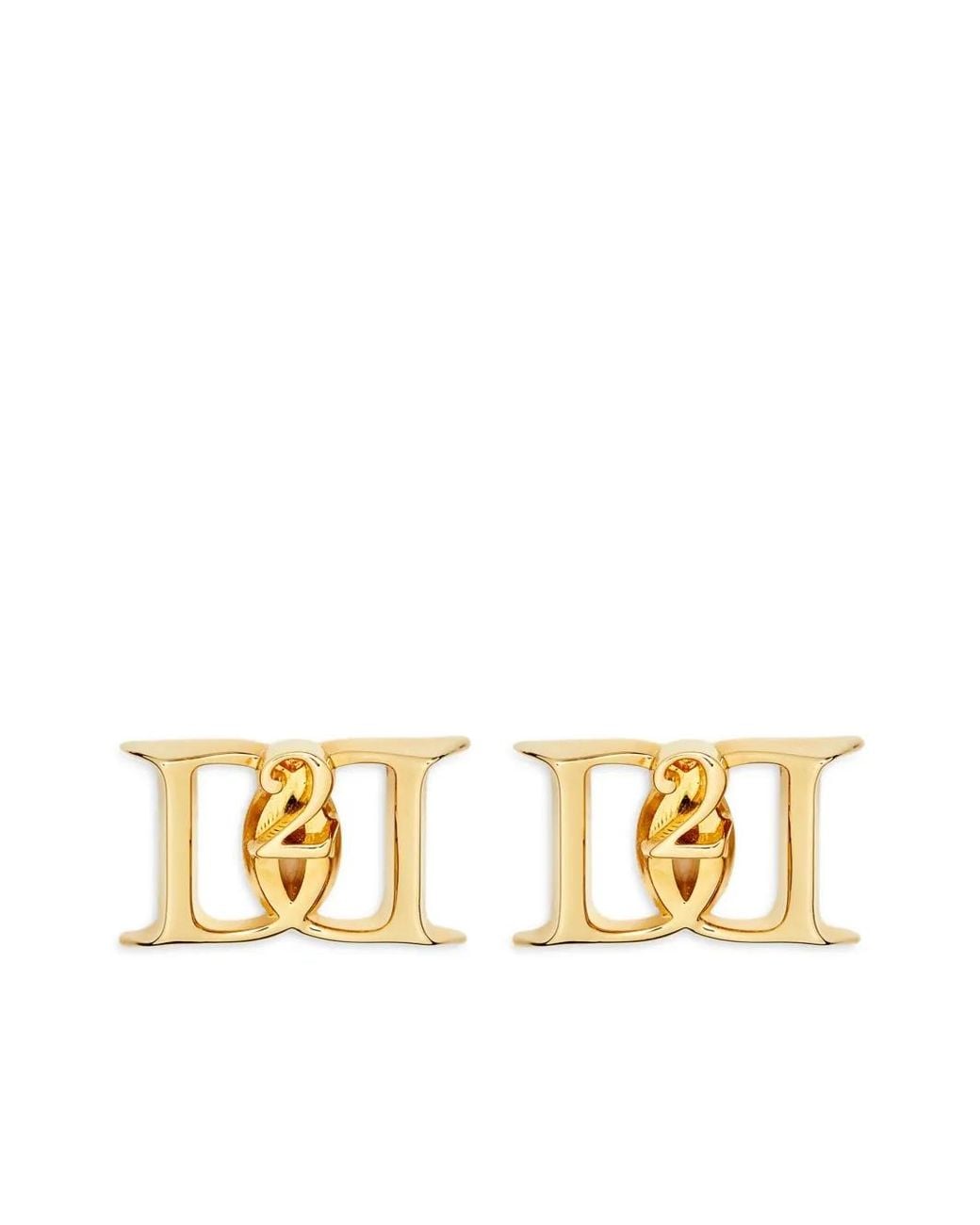 DSquared² Metallic Logo-Plaque Stud Earrings