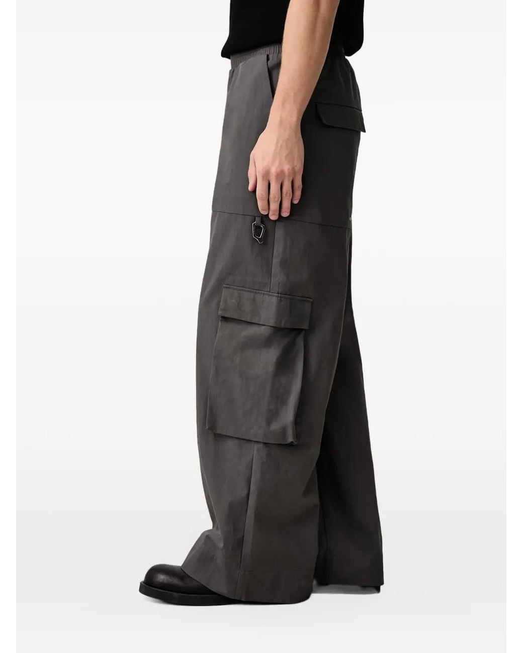 HELIOT EMIL Black Wide-Leg Cargo Pants for men
