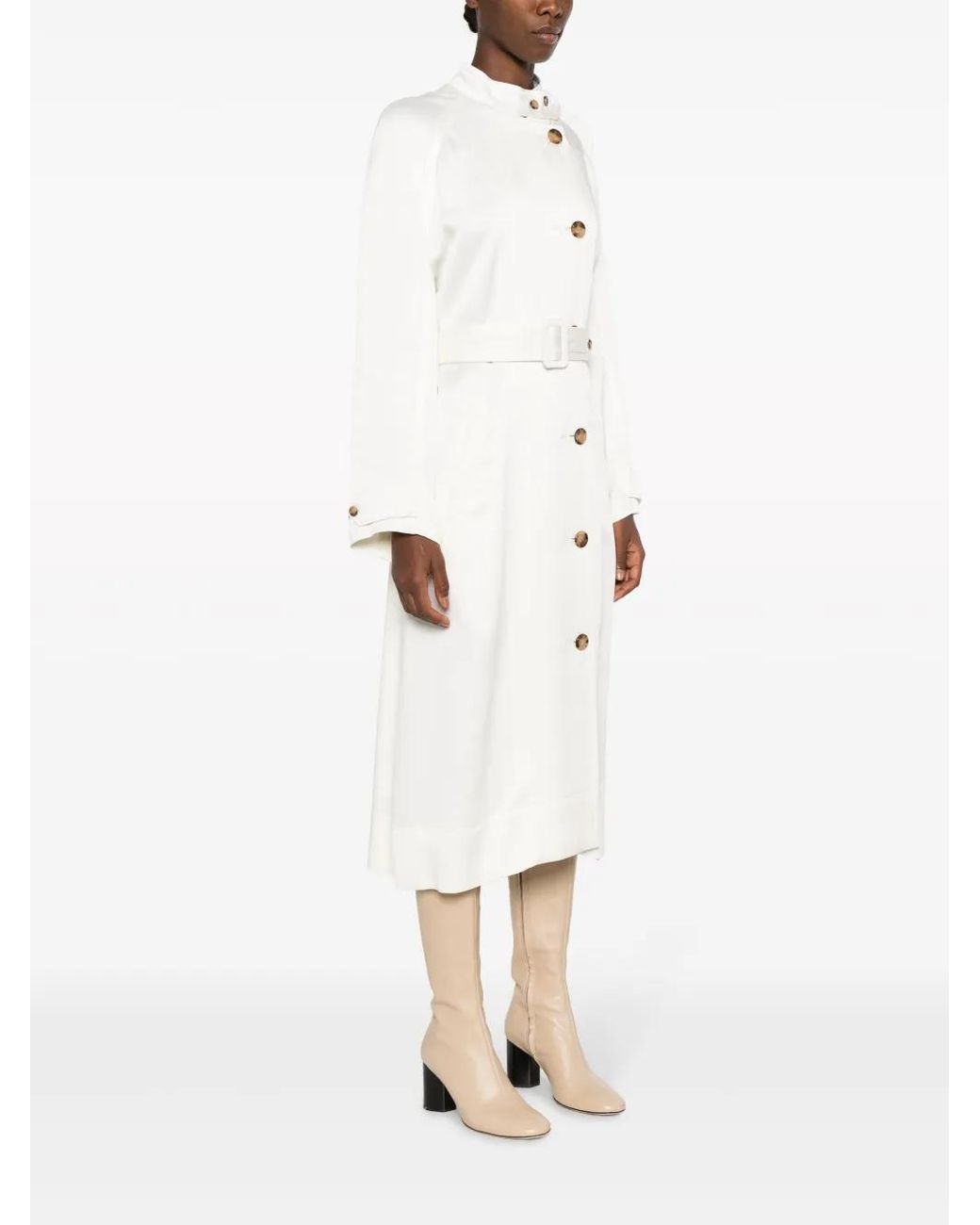 10 Corso Como White Double-Breasted Belted Satin Coat