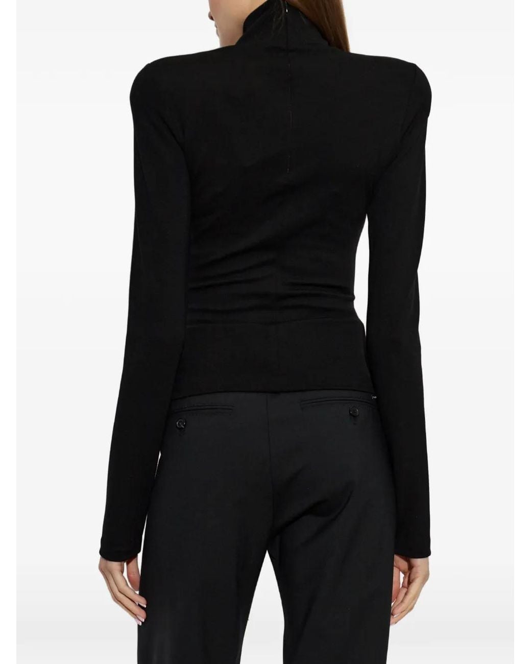 DSquared² Black Shoulder-Pad Turtleneck Top
